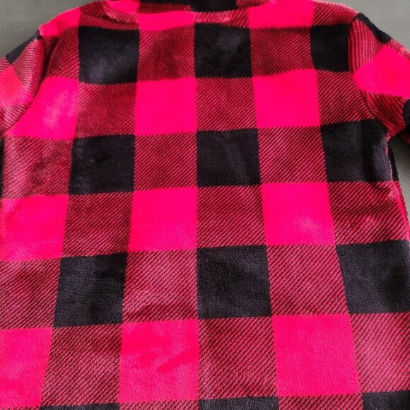 New Size 18M Sherpa Hoodie Sweatshirt sweater plaid 18 months Red Black Toddler - Picture 5 of 7